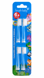 Сменные насадки для щетки Brush-Baby WildOnes и KidzSonic (6+ лет), 4 шт. BRB422 фото