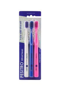 Набір зубних щіток Pesitro Triple 6580 Ultra Soft, 0.10мм (біла-синя-рожева) 6580Triple-5 фото