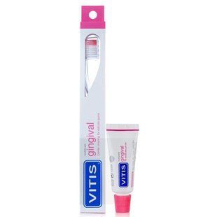 Зубна щітка VITIS GINGIVAL, м'яка, прозора + паста VITIS GINGIVAL, 15 мл (DENTAID) 43520 фото