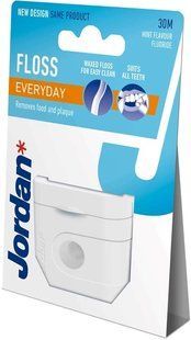 Зубна нитка з фтором та м`ятою Jordan Everyday floss (50м), двошарове покриття віском 6828900 фото