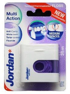 Зубна нитка з фтором, відбілююча, Jordan Multi Action floss (25м), проти зубного каменю 6831801 фото
