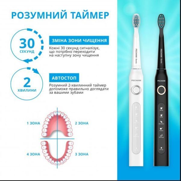 Набір електричних зубних щіток Pecham Black and White Travel Set PC-084 290119010100 фото