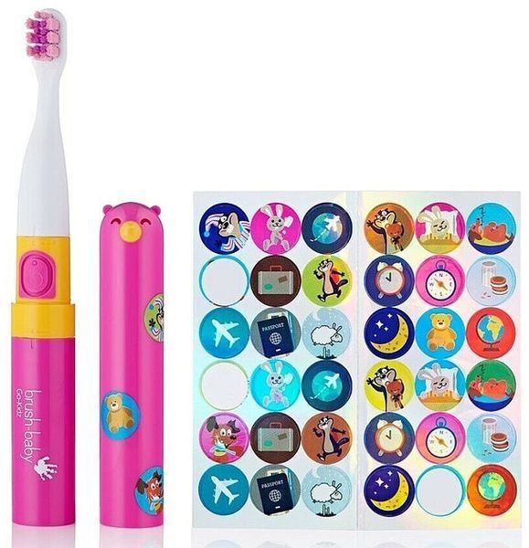 Дитяча електрична зубна щітка Brush-Baby Go Kidz - Boxed з ковпачком Рожевий BRB126p фото