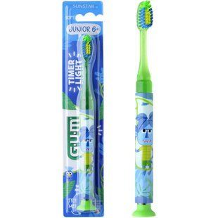 Зубная щетка для подростков GUM JUNIOR MONSTER LIGHT-UP (от 7 до 12 лет) зеленая 903M2 G фото