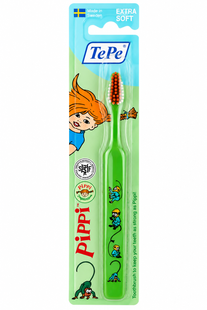 Детская зубная щетка TePe Kids Soft Pippi (с 3 лет), в блистере (зеленая) 304-0490 фото
