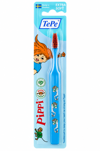 Детская зубная щетка TePe Kids Soft Pippi (с 3 лет), в блистере (голубая) 304-0491 фото
