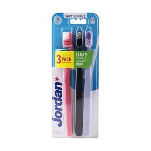 Набір м'яких зубних щіток Jordan Clean Smile 3 шт. (рожева + чорна + лілова) 56106300-P-BK-Li фото