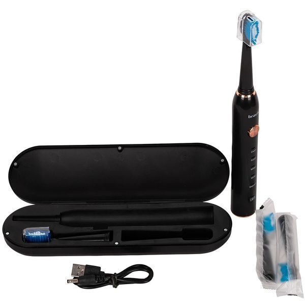 Электрическая зубная щетка с футляром Bravis Travel Black 5 в 1 (XM-801Black) 6591531 фото
