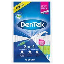 Міжзубні очищувачі DenTek Interdental Cleaner 3 in 1, з покращеним фторидним покриттям, 16 шт. 2.0060 фото