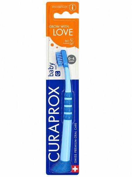 Зубна щітка дитяча Curaprox CS Baby з гумованою ручкою (0-4 років), Синій з синім (B) CS Baby (B) фото