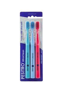 Набір зубних щіток Pesitro Triple 6580 Ultra Soft, 0.10мм (блакитна-синя-червона) 6580Triple-6 фото