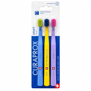 Набір дитячих зубних щіток Curaprox CS Smart (від 5 років), 3шт., (синя, помаранчева, фіолетова) CS Smart/3-03 фото