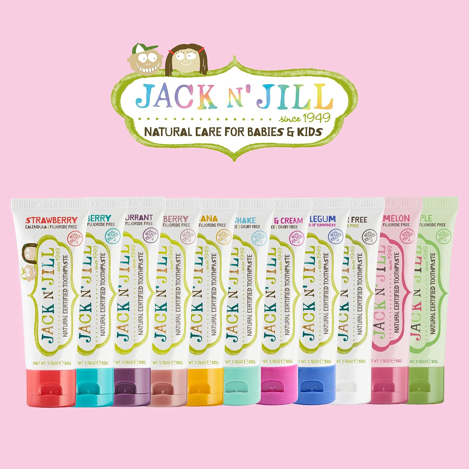 Дитячі зубні пасти JACK N' JILL з різними смаками